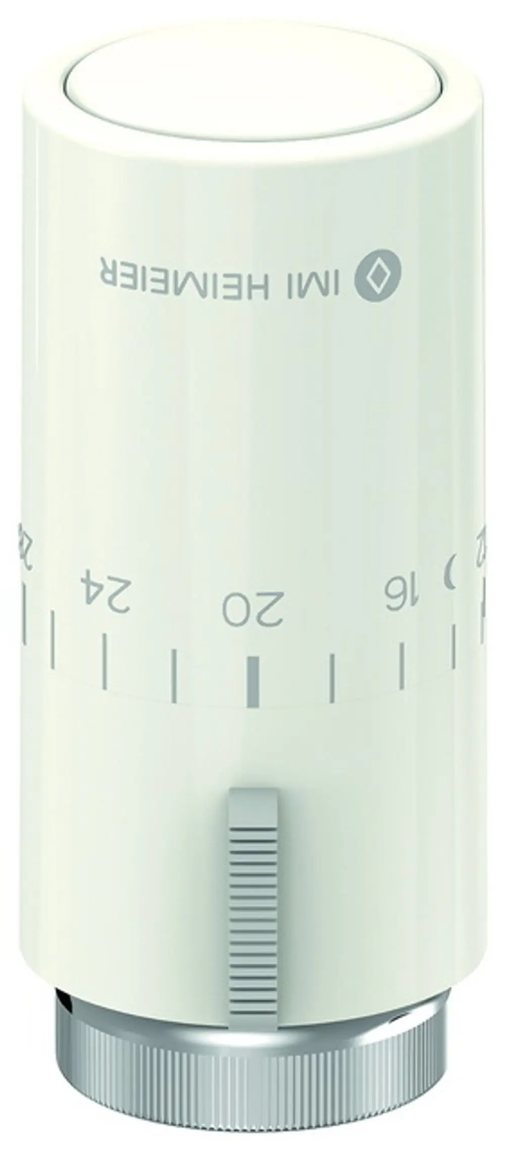 Thermostatkopf in Weiß, mit Einstellskala von 6-28, von der Marke IMI Hydronic Engineering, geeignet zur Temperaturregelung in Heizsystemen.